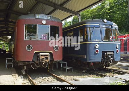 Europa, Germania, Aumuehle, Holstein, Ducato di Lauenburg, regione metropolitana di Amburgo, ferrovie museali, ferrovia museale, capannone motori Aumuehle, all'aperto Foto Stock