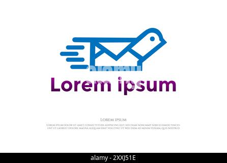 Design semplice e minimalista con logo Pigeon dove Canary Bird mail Illustrazione Vettoriale
