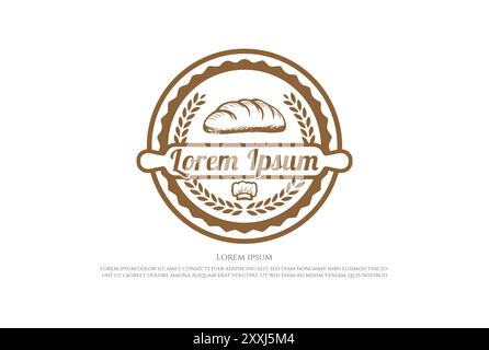 Vintage retro Bake Bakery etichetta per pane adesivo Seal Design Vector Illustrazione Vettoriale