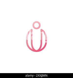 Letter U Line People Logo Vector Illustrazione Vettoriale