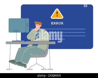 avviso di errore visualizzazione su schermata blu notifica di errore errore messaggio di errore errore guasto critico del sistema di arresto anomalo Illustrazione Vettoriale