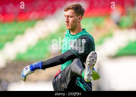 NIJMEGEN, 24-08-2024, Stadion De Goffert, football, Dutch Eredivisie , stagione 2024 / 2025, durante la partita NEC - PEC Zwolle. Portiere del NEC Robin Roefs Foto Stock