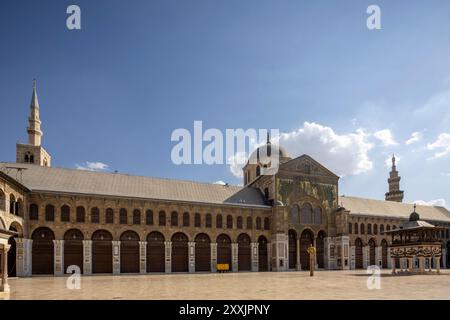 Il cortile grande moschea di Damasco, Siria Foto Stock