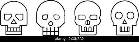 set di icone cranio. Icona linea. Tratto modificabile. Illustrazione Vettoriale