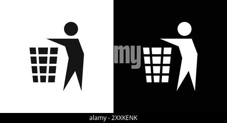 Do not litter icon logo sign vector outline in black and white color Illustrazione Vettoriale