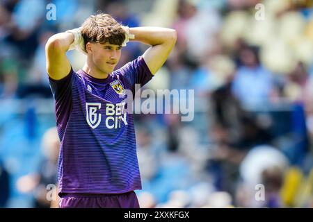 Arnhem, Paesi Bassi. 25 agosto 2024. ARNHEM, PAESI BASSI - AGOSTO 25: Il portiere della Vitesse Tom Bramel sembra sgretolato durante la partita olandese Keuken Kampioen Divisie tra Vitesse e Excelsior Rotterdam al Gelredome il 25 agosto 2024 ad Arnhem, Paesi Bassi. (Foto di Rene Nijhuis/Orange Pictures) credito: dpa/Alamy Live News Foto Stock