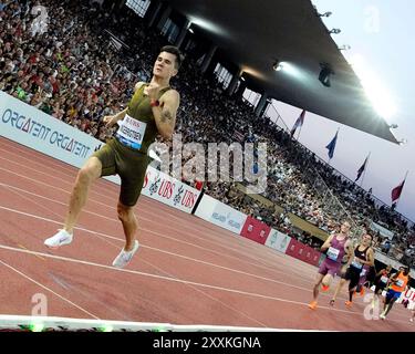 Losanna, Schweiz. 22 agosto 2024. Leichtathletik, Diamond League Losanna 2024, Athletissimma Losanna 2024, Losanna, 1500m Jakob Ingebrigtsen Norwegen Fotocopyright Chai von der Laage/Randy Credit: dpa/Alamy Live News Foto Stock