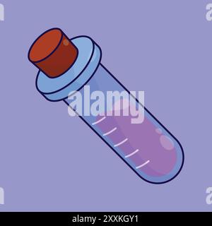 Vettore icona provetta di test. vettore chimico provetta di analisi. illustrazione didattica sulle sostanze chimiche della provetta per analisi Illustrazione Vettoriale