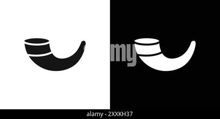 Il logo dell'icona Shofar indica il contorno vettoriale in bianco e nero Illustrazione Vettoriale