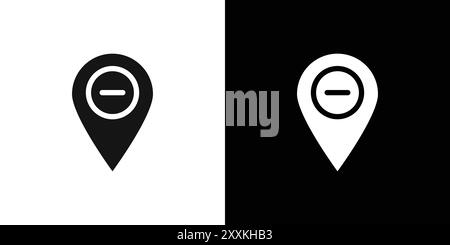 Rimuovere il contorno vettoriale del logo dell'icona del contrassegno a spillo in bianco e nero Illustrazione Vettoriale