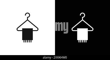 icona asciugamano logo segno vettoriale contorno in bianco e nero Illustrazione Vettoriale