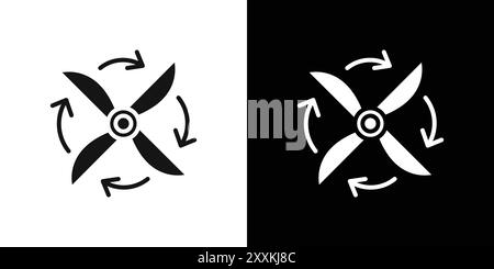 Simbolo del logo dell'icona di ventilazione contorno vettoriale in bianco e nero Illustrazione Vettoriale