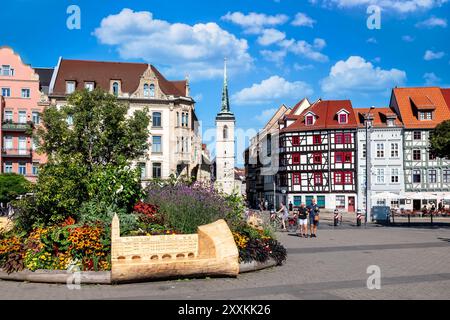 Domplatz a Erfurt, Turingia, Germania Foto Stock