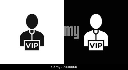 icona vip con il logo, contorno vettoriale in bianco e nero Illustrazione Vettoriale