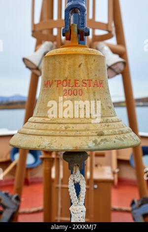 Ship's Bell, MV Pole Star, una nave del Northern Lighthouse Board Foto Stock