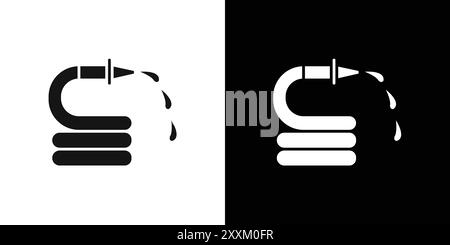 Icona tubo da giardino simbolo vettoriale o collezione set di insegne in bianco e nero Illustrazione Vettoriale
