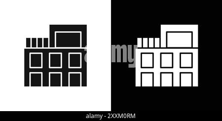 Icona dell'attico simbolo vettoriale o collezione di set di insegne in bianco e nero Illustrazione Vettoriale