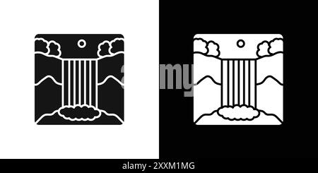 Icona cascata simbolo vettoriale o collezione di set di insegne in bianco e nero Illustrazione Vettoriale