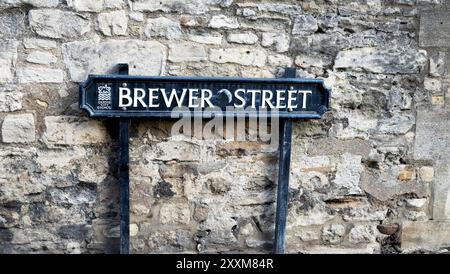 Segnale di Brewer Street a Oxford Oxfordshire Inghilterra Regno Unito KATHY DEWITT Foto Stock