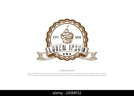 Vintage retro Cupcake Stamp Label Seal Design Vector Illustrazione Vettoriale