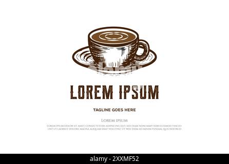 Vecchia tazza di caffè rustica per Cafe Restaurant Bistro Design Vector Illustrazione Vettoriale