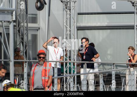 Barcellona, Spagna. 25 agosto 2024. La squadra difensiva dell'America's Cup, Team New Zealand, vince la gara preliminare svoltasi a Barcellona in un feroce duello con il team italiano Luna Rossa, ripetizione della finale dell'ultima America's Cup. El equipo defensor de la Copa América, Team New Zealand, gana la regata preliminar disputada en Barcelona en un duelo encarnizado con el equipo de Italia, Luna Rossa, una repetición de la final de la &#xfa;ltima Copa América. Nella foto: News Sports - Barcellona, Spagna domenica 25 agosto 2024 (foto di Eric Renom/LaPresse) credito: LaPresse/Alamy Live News Foto Stock