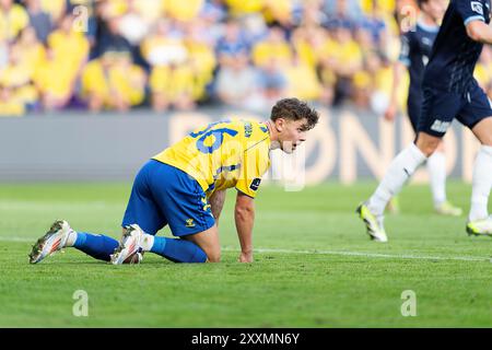 Broendby, Danimarca. 21 novembre 2023. Mathias Kvistgaarden di Broendby durante il match di Superliga tra Broendby IF e Randers FC al Broendby Stadium domenica 25 agosto 2024. (Foto: Claus Bech/Ritzau Scanpix) credito: Ritzau/Alamy Live News Foto Stock