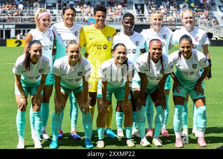 Washington, Stati Uniti. 24 agosto 2024. Washington, DC, Stati Uniti, 24 agosto 2024: Kansas City Current inizia undici prima della partita della National Women's Soccer League tra Washington Spirit e Kansas City attuale all'Audi Field di Washington, DC, Stati Uniti (SOLO USO EDITORIALE). (Rebekah Wynkoop/SPP) credito: SPP Sport Press Photo. /Alamy Live News Foto Stock