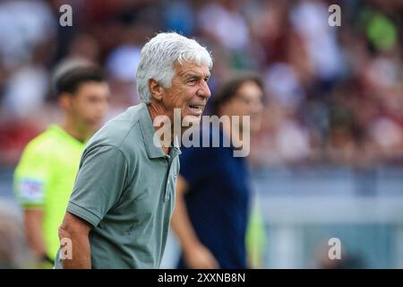 Torino, Italia. 25 agosto 2024. L'allenatore dell'Atalanta Gian Piero Gasperini gesta durante la partita di calcio numero 2 di serie A tra Torino e Atalanta allo Stadio Olimpico grande Torino di Torino, Piemonte, Italia, il 25 agosto 2024. (Foto di Matteo Bottanelli/NurPhoto) crediti: NurPhoto SRL/Alamy Live News Foto Stock