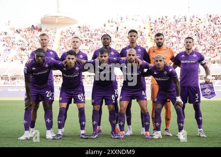 Firenze, Italia. 25 agosto 2024. Squadra Fiorentina durante la partita di serie A Enilive 2024/2025 tra Fiorentina e Venezia - serie A Enilive allo Stadio Artemio Franchi - Sport, calcio - Firenze, Italia - domenica 25 agosto 2024 (foto di massimo Paolone/LaPresse) crediti: LaPresse/Alamy Live News Foto Stock