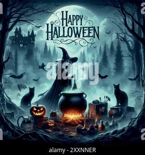 Godetevi un misterioso e magico Halloween! Illustrazione Vettoriale