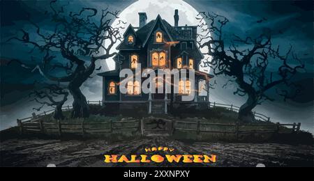 Buon Halloween - Una notte di divertimento e divertimento ti aspetta! Illustrazione Vettoriale