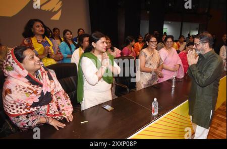 Patna, India. 25 agosto 2024. PATNA, INDIA - AGOSTO 25: Jan Suraj capo Prashant Kishore durante il programma Mahila Samwad a Bapu Sabhagar il 25 agosto 2024 a Patna, India. (Foto di Santosh Kumar/Hindustan Times/Sipa USA ) credito: SIPA USA/Alamy Live News Foto Stock