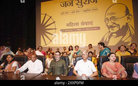 Patna, India. 25 agosto 2024. PATNA, INDIA - AGOSTO 25: Jan Suraj capo Prashant Kishore si rivolge durante il programma Mahila Samwad a Bapu Sabhagar il 25 agosto 2024 a Patna, India. (Foto di Santosh Kumar/Hindustan Times/Sipa USA ) credito: SIPA USA/Alamy Live News Foto Stock