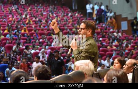 Patna, India. 25 agosto 2024. PATNA, INDIA - AGOSTO 25: Jan Suraj capo Prashant Kishore si rivolge durante il programma Mahila Samwad a Bapu Sabhagar il 25 agosto 2024 a Patna, India. (Foto di Santosh Kumar/Hindustan Times/Sipa USA ) credito: SIPA USA/Alamy Live News Foto Stock