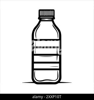 Icona della bottiglia d'acqua o simbolo della linea moderna. Grafica a linee vettoriali e design a icone con un contorno audace. Simbolo minimalista Pixel Perfect in bianco e nero isolato Illustrazione Vettoriale