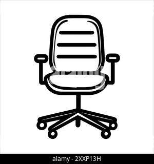 Icona sedia o simbolo linea moderna. Grafica a linee vettoriali e design a icone con un contorno audace. Bianco e nero simbolo minimalista Pixel Perfect bianco isolato Illustrazione Vettoriale