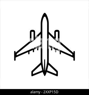 Icona dell'aereo o simbolo della linea moderna. Grafica a linee vettoriali e design a icone con un contorno audace. Simbolo minimalista Pixel Perfect in bianco e nero isolato Illustrazione Vettoriale