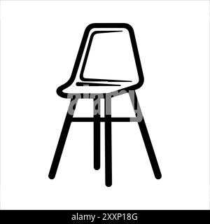 Icona sedia o simbolo linea moderna. Grafica a linee vettoriali e design a icone con un contorno audace. Bianco e nero simbolo minimalista Pixel Perfect bianco isolato Illustrazione Vettoriale