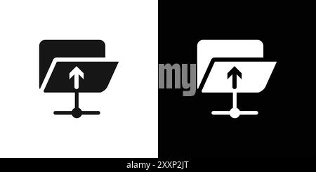 FTP icona di navigazione verso l'alto vettore grafico linea nera in bianco e nero segno di raccolta set contorno Illustrazione Vettoriale