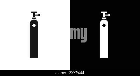 Icona della bombola di gas linea nera, vettore grafico in bianco e nero, segno di raccolta del set di contorni Illustrazione Vettoriale