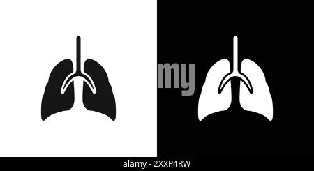 Icona dei polmoni Vector art con linea nera in bianco e nero e segno di raccolta Illustrazione Vettoriale