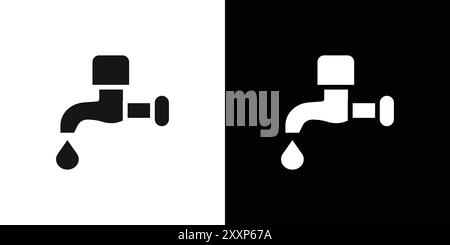 Icona della fornitura d'acqua Vector Black line art in bianco e nero, segno di raccolta del set di contorni Illustrazione Vettoriale