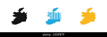 L'icona della mappa dell'Irlanda delinea la collezione o è impostata in bianco e nero Illustrazione Vettoriale