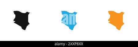 Icona della mappa del Kenya delinea la raccolta o impostata in bianco e nero Illustrazione Vettoriale