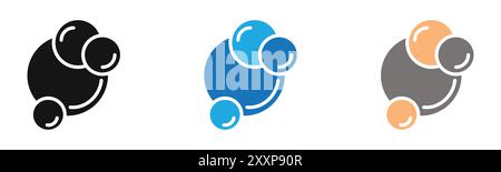 L'icona Bubbles and foam delinea la raccolta o il set in bianco e nero Illustrazione Vettoriale