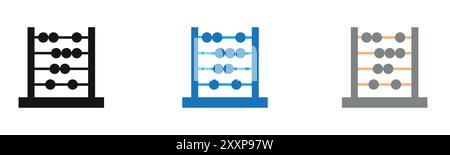 L'icona Abacus delinea la collezione o set in bianco e nero Illustrazione Vettoriale