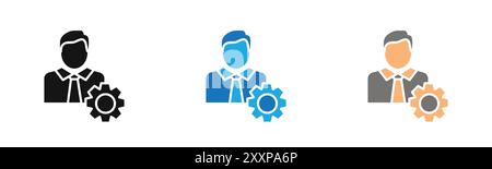 L'icona Gestione utenti delinea la raccolta o è impostata in bianco e nero Illustrazione Vettoriale