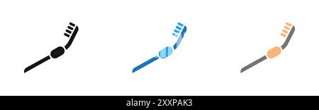 l'icona dello spazzolino da denti delinea la raccolta o è impostata in bianco e nero Illustrazione Vettoriale