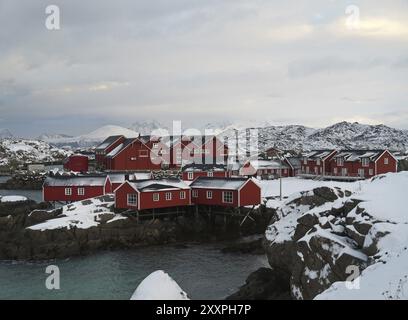 Statles Rorbuer a Mortsund, Lofoten Foto Stock